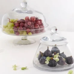 Plat sur pied en verre avec cloche d30cm - Alphe