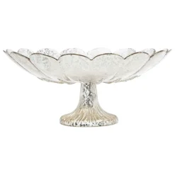 Plat sur pied en verre mercurise d33xh15.5cm - Antik