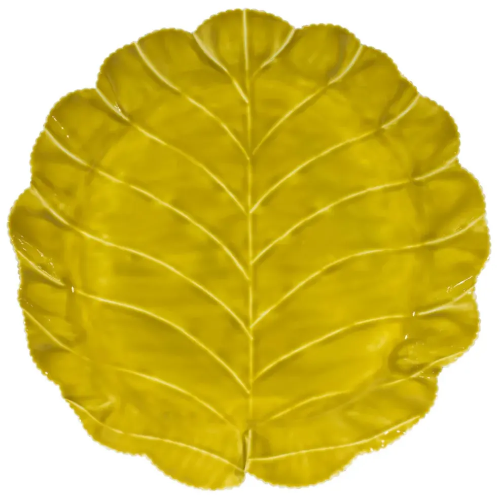 Plateau chou en fer jaune anis d40cm