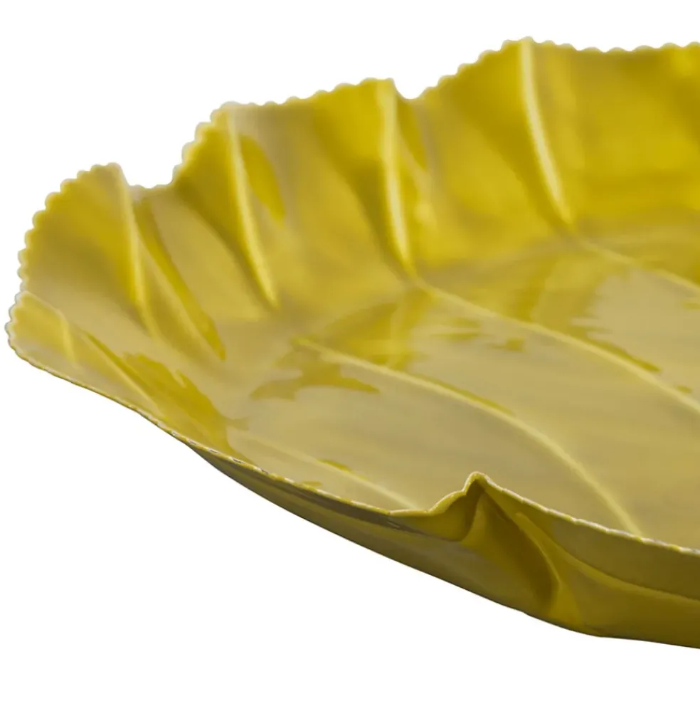 Plateau chou en fer jaune anis d40cm