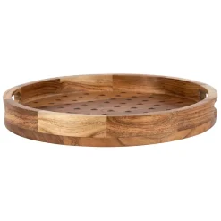 Plateau en acacia naturel 33x33xh4.5cm - Famille