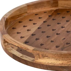 Plateau en acacia naturel 33x33xh4.5cm - Famille