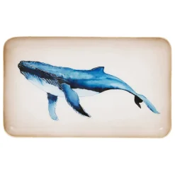 Plateau en fer bleu et doré 25x15cm - Baleine