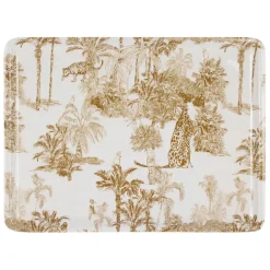 Plateau en fer écru et palmiers camel 40x30cm - Mocoa