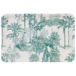 Plateau en fer écru et palmiers émeraude 30x20cm - Mocoa