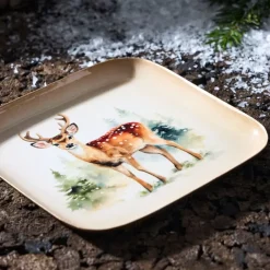 Plateau en fer multicolore cerf - Noel