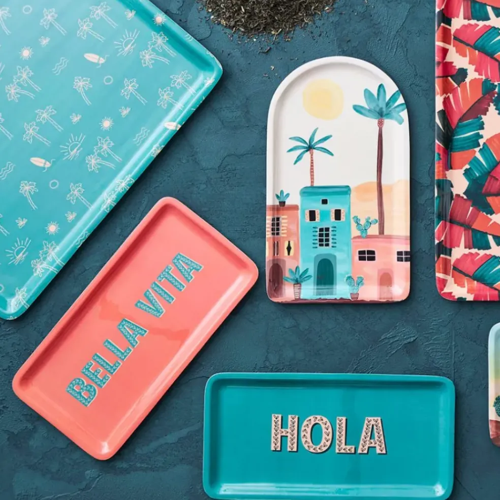 Plateau en fer turquoise 15x30cm - Palma
