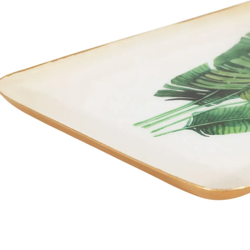 Plateau en fer vert 15x25cm - Bananier
