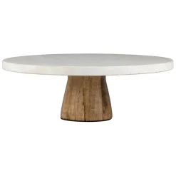 Plateau en marbre blanc et manguier 30x30xh10cm - Organic