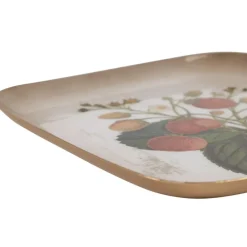 Plateau fraisier en fer multicolore 16x16cm - Botanique