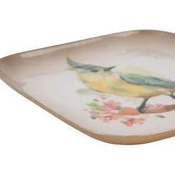 Plateau jaser en fer multicolore 16x16cm - Oiseau