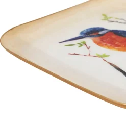 Plateau martin pécheur en fer 16x16cm