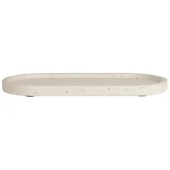 Plateau ovale en ciment écru moucheté 25x12cm - Organic