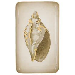 Plateau rectangulaire en fer taupe et doré - borddemer