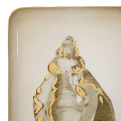 Plateau rectangulaire en fer taupe et doré - borddemer