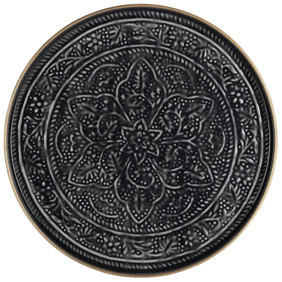 Plateau rond en fer anthracite d36cm - Arabise