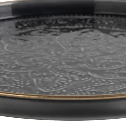 Plateau rond en fer anthracite d36cm - Arabise