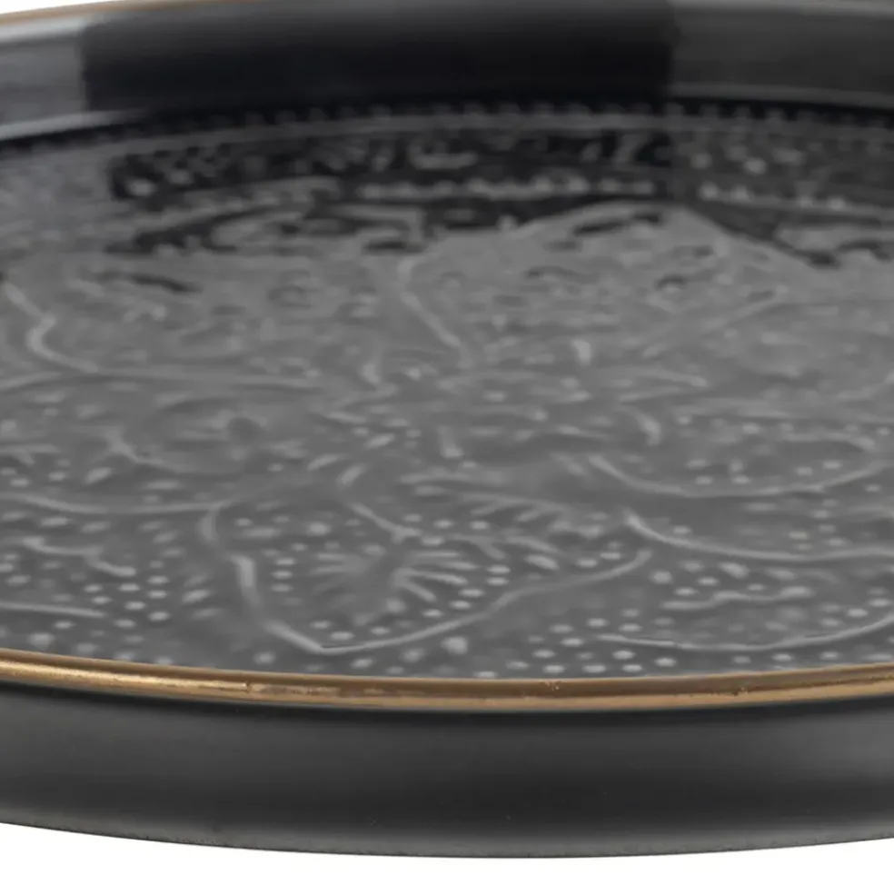 Plateau rond en fer anthracite d36cm - Arabise
