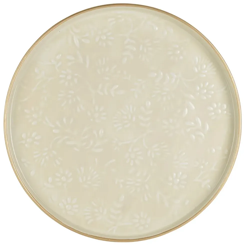 Plateau rond en fer écru et doré d36cm - Baroque