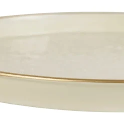 Plateau rond en fer écru et doré d36cm - Baroque