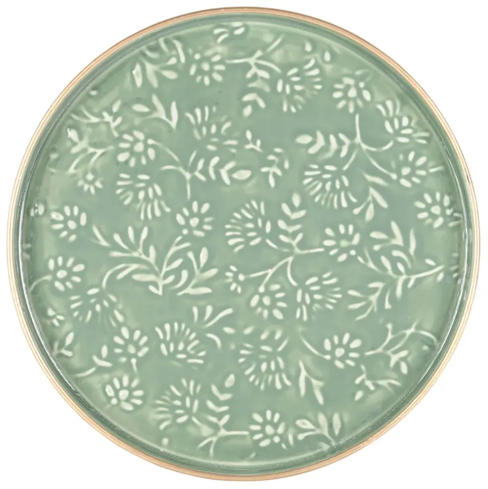 Plateau rond en fer sauge d36cm - Baroque