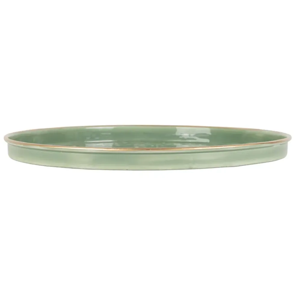 Plateau rond en fer sauge d36cm - Baroque