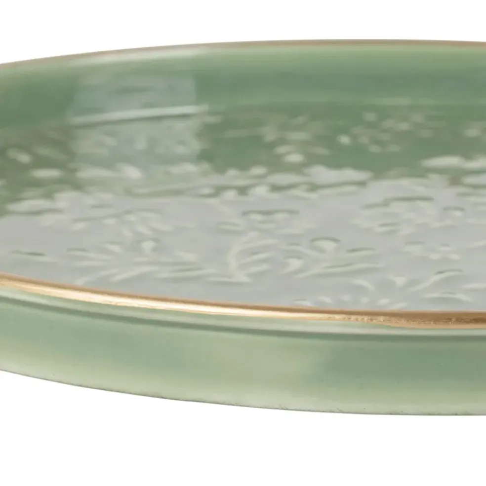 Plateau rond en fer sauge d36cm - Baroque