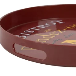 Plateau rond rouge et jaune d33cm - Bistrot Des Amis