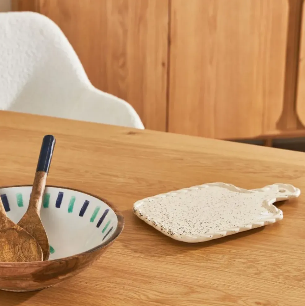 Plateau tapas en grès beige 28x18cm - Aurore