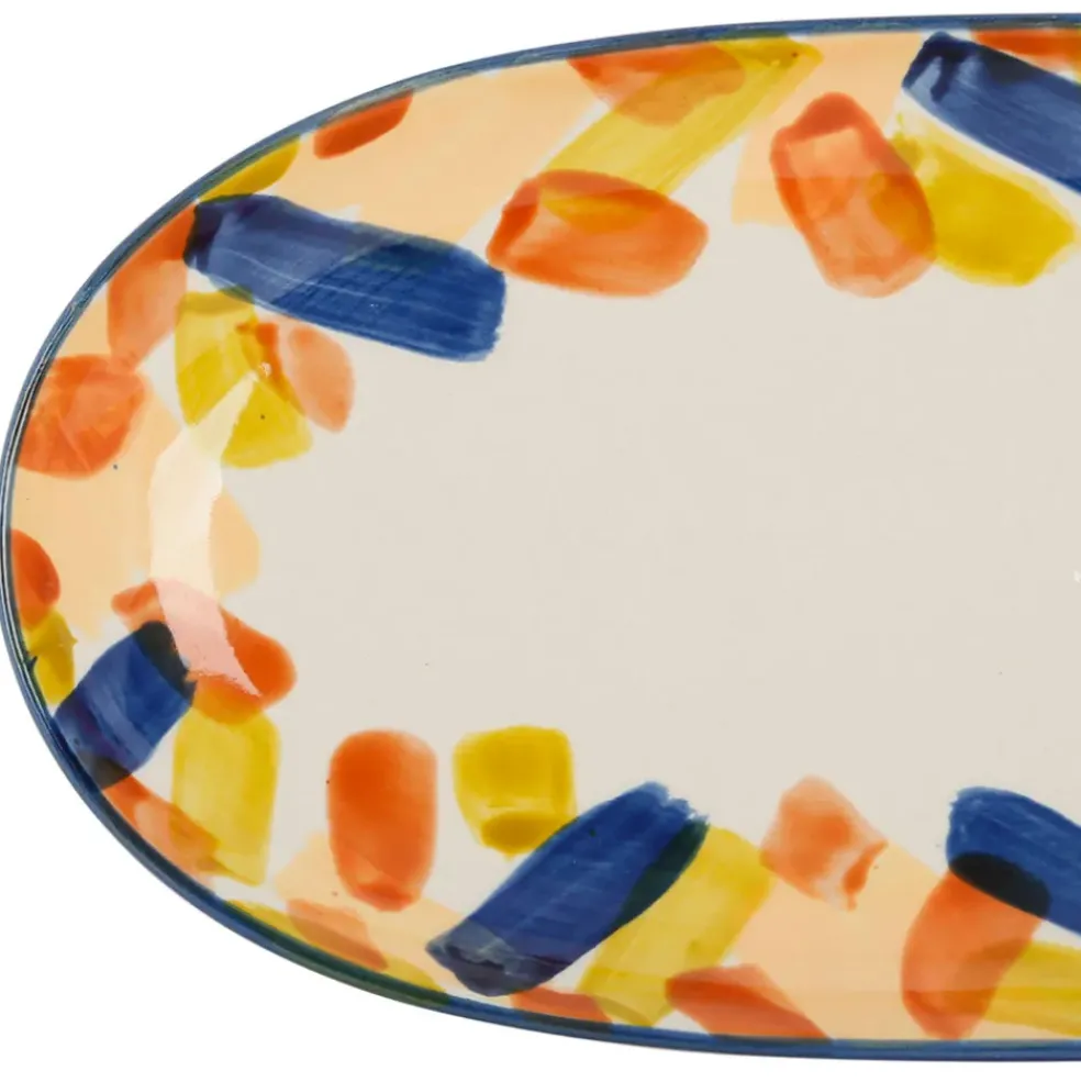Plats ovales x2 multicolore en grès - belle vie