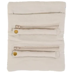 Pochette à bijoux de voyage creme oeil en velours coton 20x24cm