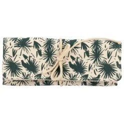 Pochette à bijoux de voyage écru et vert foncé - Palmea