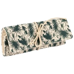 Pochette à bijoux de voyage écru et vert foncé - Palmea