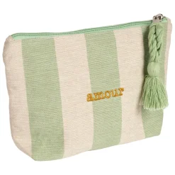 Pochette Amour en coton écru et vert - Famille