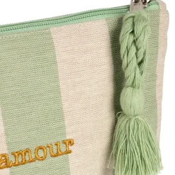 Pochette Amour en coton écru et vert - Famille