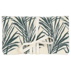Pochette bijoux voyage tropic'art creme touche emeraude 20x24cm en velours coton