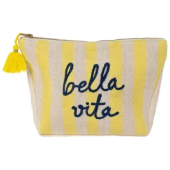 Pochette bordee Bella en coton jaune et bleu - Medi