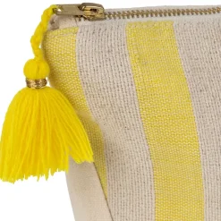 Pochette bordee Bella en coton jaune et bleu - Medi