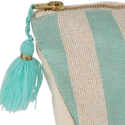 Pochette brodée amor en coton turquoise - Medi