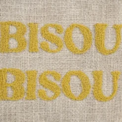Pochette brodée bisou en coton jaune et bleu - Lumi