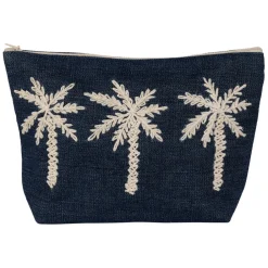 Pochette brodée en coton bleu - Medi