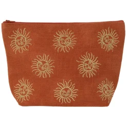 Pochette brodée en coton terracotta et doré - Allegra