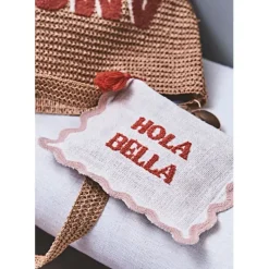 Pochette brodée hola Bella en coton terracotta - Lumi