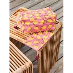 Pochette citron en coton rose