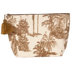 Pochette en coton écru et palmiers camel - Mocoa