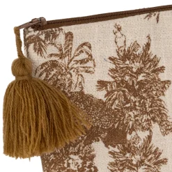 Pochette en coton écru et palmiers camel - Mocoa