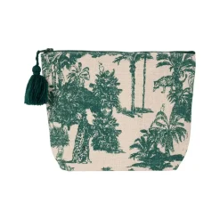 Pochette en coton écru et palmiers émeraude - Mocoa