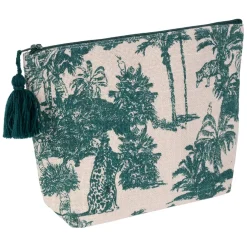 Pochette en coton écru et palmiers émeraude - Mocoa