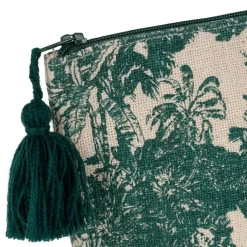 Pochette en coton écru et palmiers émeraude - Mocoa