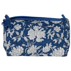 Pochette en coton matelassé et doublure imperméable indigo - Flaura